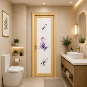 Durable Aluminum Bathroom Door with Frosted Glass Panel for Commercial Building Contractors