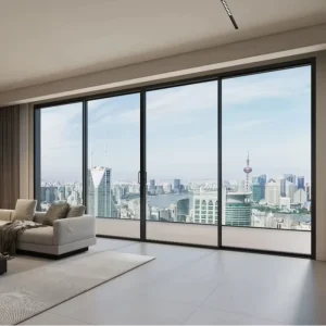 Durable Four Panel Aluminum Alloy Sliding Door With Anti Rust Coating for Bedroom Bathroom Wardrobe