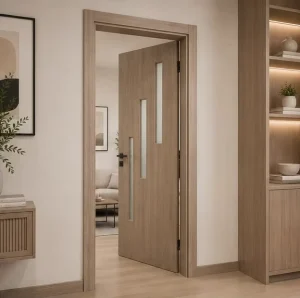 Durable Waterproof WPC Modern Interior Bathroom Apartment Hotel Hospital Soundproof Slab Door with Glass Finished