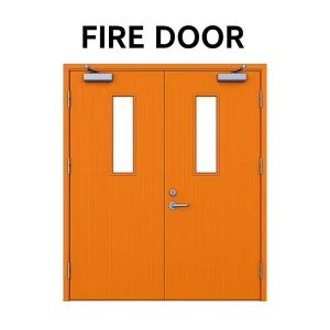 EN16034 Compliant Exterior Double-Leaf Fire Door with Panic Bar for Hotel Corridors