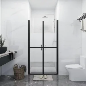 ESG Certified Half-Frosted 8 mm Safety Tempered Glass Swing Shower Door for Hotel Use, 26.8-28 in W x 74.8 in H, Chrome Aluminum