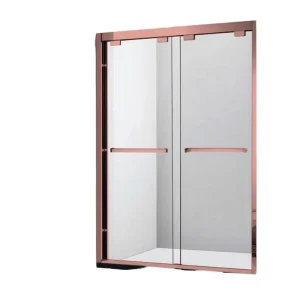 Easy Installation Modern Villa Hotel Home Bathroom Golden Aluminum 6mm Tempered Glass Double Sliding Eco Friendly Shower Door