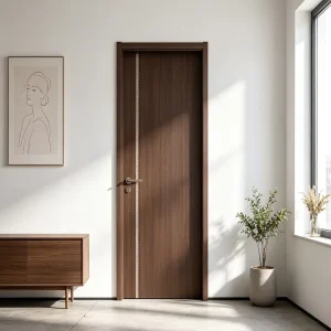 Eco-Friendly Classical Elm Synchronized Molded Door 50mm Thick Waterproof Interior Wood Door for Villa Hotel Apartment