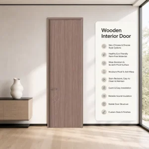 Eco-Friendly Interior Wooden Door Non-Painted Wood Room Door for Bedroom