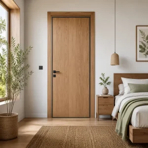 Eco-Friendly Paint-Free Steel-Wood Interior Door, Modern Bedroom Door