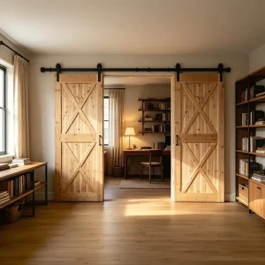 Eco Friendly Solid Fir Wood Barn Door Rustic Sliding Interior Door Custom Size for Apartment Decoration
