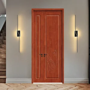 Eco-Friendly Solid Wood Composite Carved Interior Door Custom Color Design Finished Surface for Basement