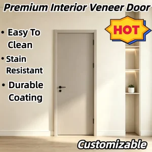 Eco-Friendly Solid Wood-Filled Baking-Paint Swing Door, 45 mm Thick, with Sound Insulation