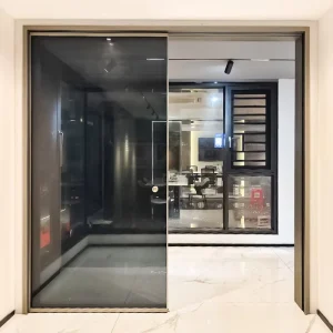 Electric WiFi App Slim Aluminum Alloy Frame Smart Glass Sliding Automatic Door with Magnetic Levitation for Interior Kitchen Use