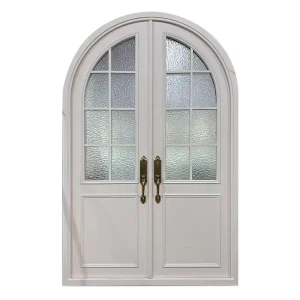Elegant Art Deco Iron French Door Geometric Pattern Double Pane Tempered Glass Interior Ballroom Entrance
