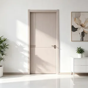 Elm Solid Wood Modern Interior Door Flat Panel Synchronous Molded Grain Waterproof Moisture Resistant Villa Residence