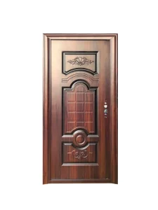 Embossed Pattern Metal Doors Waterproof Glossy Finish Heat Transfer Exterior Iron Doors for Villa