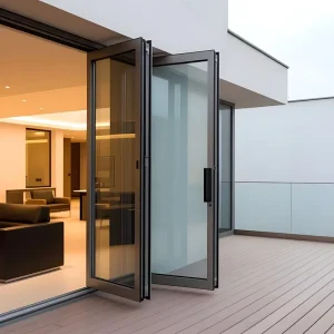 Energy-Efficient Custom Thermal Break Aluminum Folding Door, Waterproof Hurricane Impact, for Outdoor, Bedroom, Patio, Balcony, or Villa