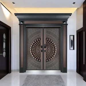 Engraved Steel Entrance Door for Modern Residences Manufacturer Direct Supply