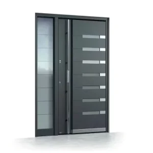 Entrance Security Door with Smart Lock Steel Security Door with Glass Panel