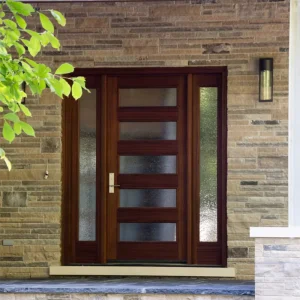 Entrance Wooden Door With French Door Design