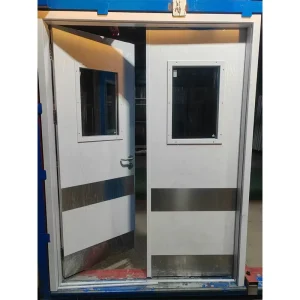 Escape-Ready Modern Steel-Wood Fire Door with Panic Bar, 1.5-Hour Rating, Anti-Theft, Heat and Sound Insulation