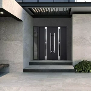 European Commercial Exterior Security Entrance Door with Wrought Iron Construction Industrial Design Well Sealed