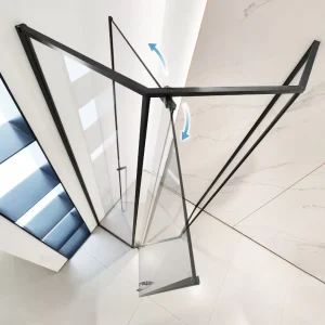 European Diamond Bathroom Pivot Shower Enclosure with Frame Matte Black Shower Glass Door