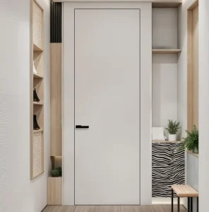 European Invisible Frameless Solid Wood Slab Doors Modern Design Living Room Interior Hidden Door System
