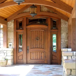 European Modern Wooden Pivot Front Door with Long Handle for Villa