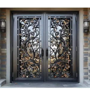 European Security Single or Double Wrought Iron Main Entrance Door