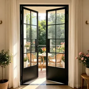 European Standard Double-Glazed Tempered Glass Broken Bridge Aluminum French Swing Door