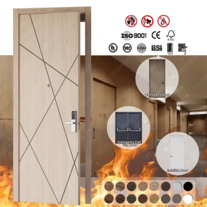 European Standard EN 1634-3 EN 13501-4 Smokeproof Fireproof Oak Wooden Hotel Door