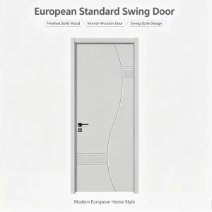 European Standard Finished Solid Wood Soundproof Swing Interior Doors for Bedroom and Villa