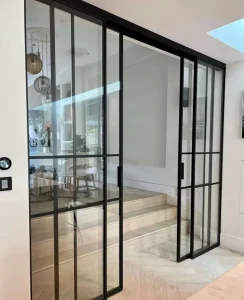 European-Style French Sliding Glass Kitchen Door with Steel Frame and Soundproof Function