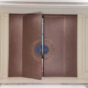 European Style Large Copper Front Entry Door with Carving Design, Anti-Theft, and Soundproofing