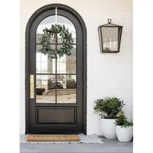 European-Style Solid Wood Arched Front Entrance Door for Houses