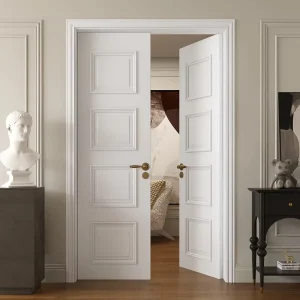European-Style Solid Wood Composite Lacquered Double Door for Modern Interior Rooms