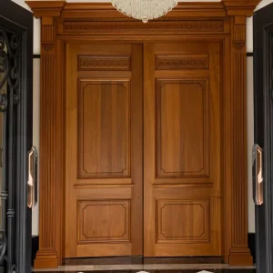 European Style Solid Wood Entry Doors Side Opening Traditional Design Interior Villa Entrance Sound Insulation Warranty