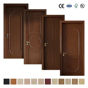 European-Style Walnut Veneer Fireproof Solid Wood Core Interior Door