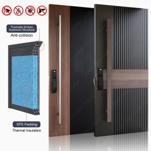 European Thermal Break Exterior Security Door for House Black Front Door