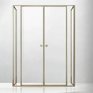 Explosion Proof Tempered Glass Bathroom Door with Wet Dry Separation Silent Buffer Narrow Frame Shower Swing Door