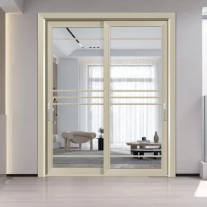 Aluminum Frame Sliding Glass Door with Lock and Tempered Glass for Interior