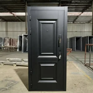 Exterior Black Metal Steel Security Entry Door for House Villa