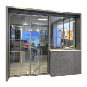 Exterior Black Swing-and-Slide Tempered Glass Aluminium Door for House