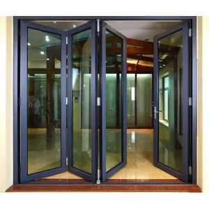 Exterior Double-Glazed Aluminum Bifold Glass Door for Patio and Terrace