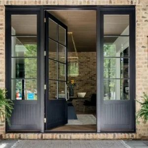 Exterior Entry Aluminum French Double Swing Door, Tempered Glass, Patio, NFRC