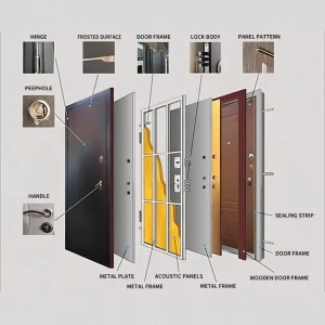 Exterior Front Steel Security Door, MDF, Single Door