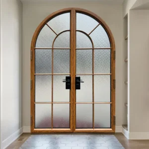 External Steel Double-Glazed Glass Swing Door
