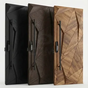 Extra Large Irregular Flowing Design Modern Solid Wood Exterior Front Door