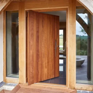 Extra Large One and Half Design Modern Exterior Solid Wood Front Entrance Pivot Door for House