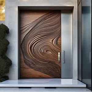 Extra Large Solid Wood 3D Carved Modern Villa Exterior Front Main Entrance Door for Houses