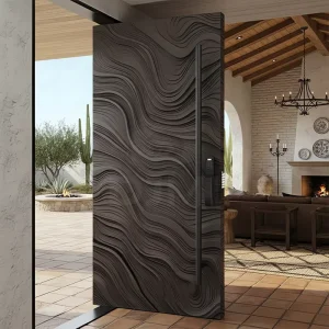 Extra Large Solid Wooden 3D Carving Design Modern Villa Exterior Pivot Front Entrance Door
