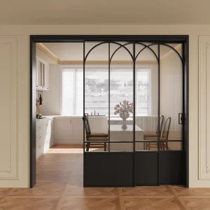 Extremely Narrow Kitchen Minimalist Outdoor Exterior Slim Aluminum Tempered Glass Sliding Door