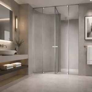 FUSA Minimalist Pivot Opening Glass Shower Partition Modern Square Design 10mm Tempered Glass Stainless Steel Hardware for Hotel